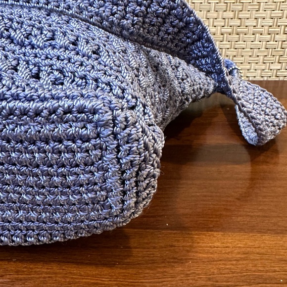 🌟HP🌟VTG 1990s-2000s The Sak Cornflower Blue Crochet Shoulder Bag - Picture 11 of 11